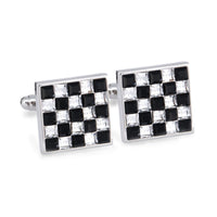 Monochrome Crystals Checks Square Cufflinks F-Cufflinks.com.sg
