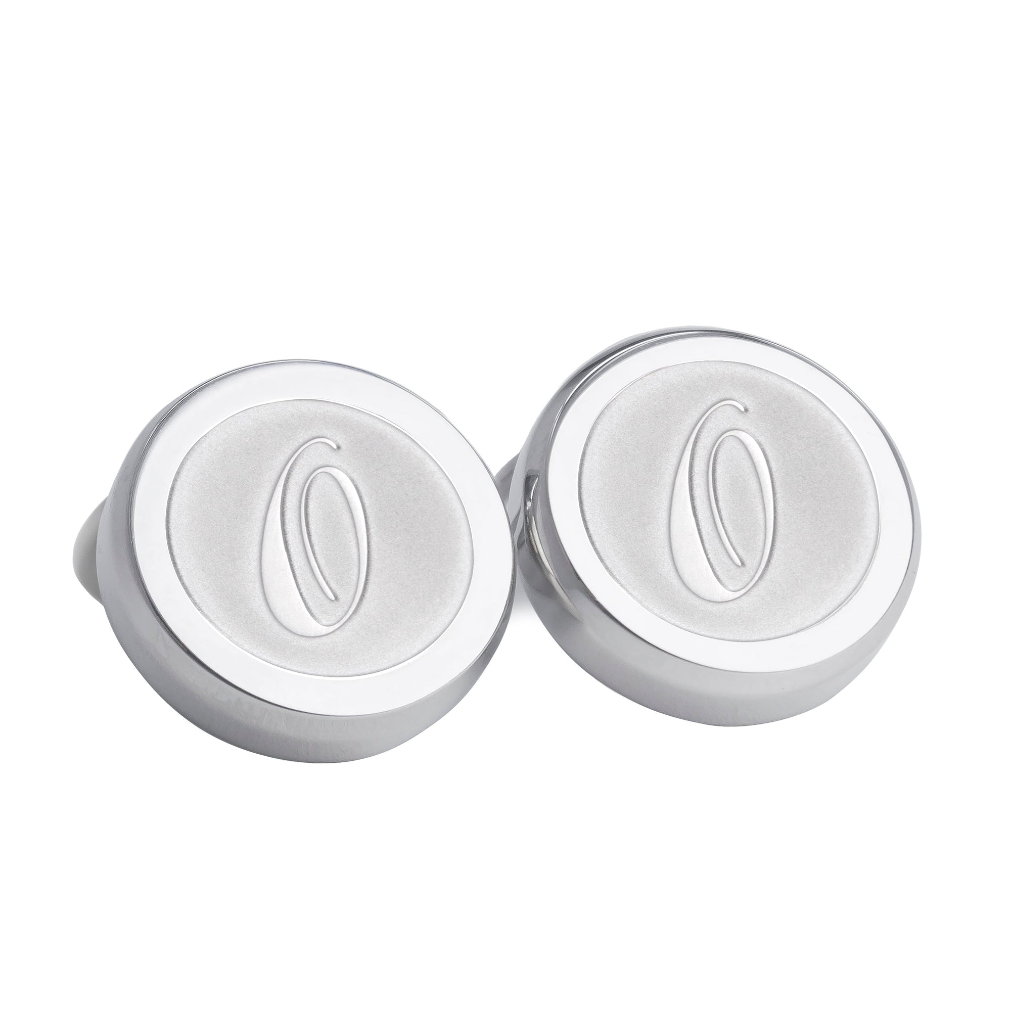 Monogram Etched Silver Clip-on Button Covers-Button Covers-A.Azthom-O-Cufflinks.com.sg