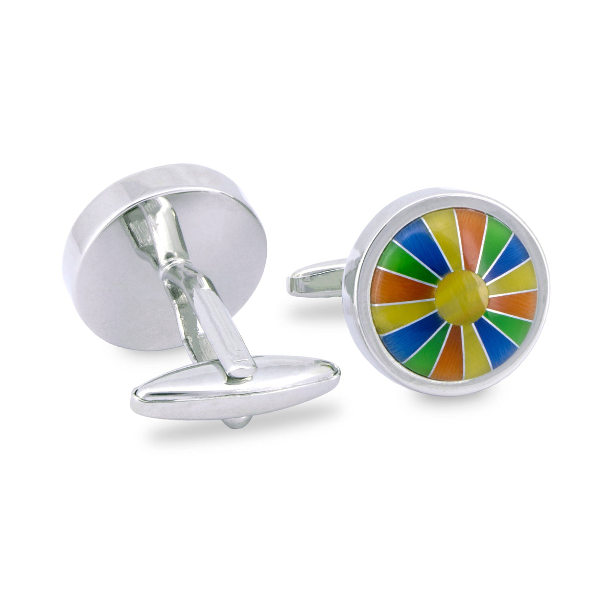 Multicoloured Round Cufflinks-Cufflinks.com.sg