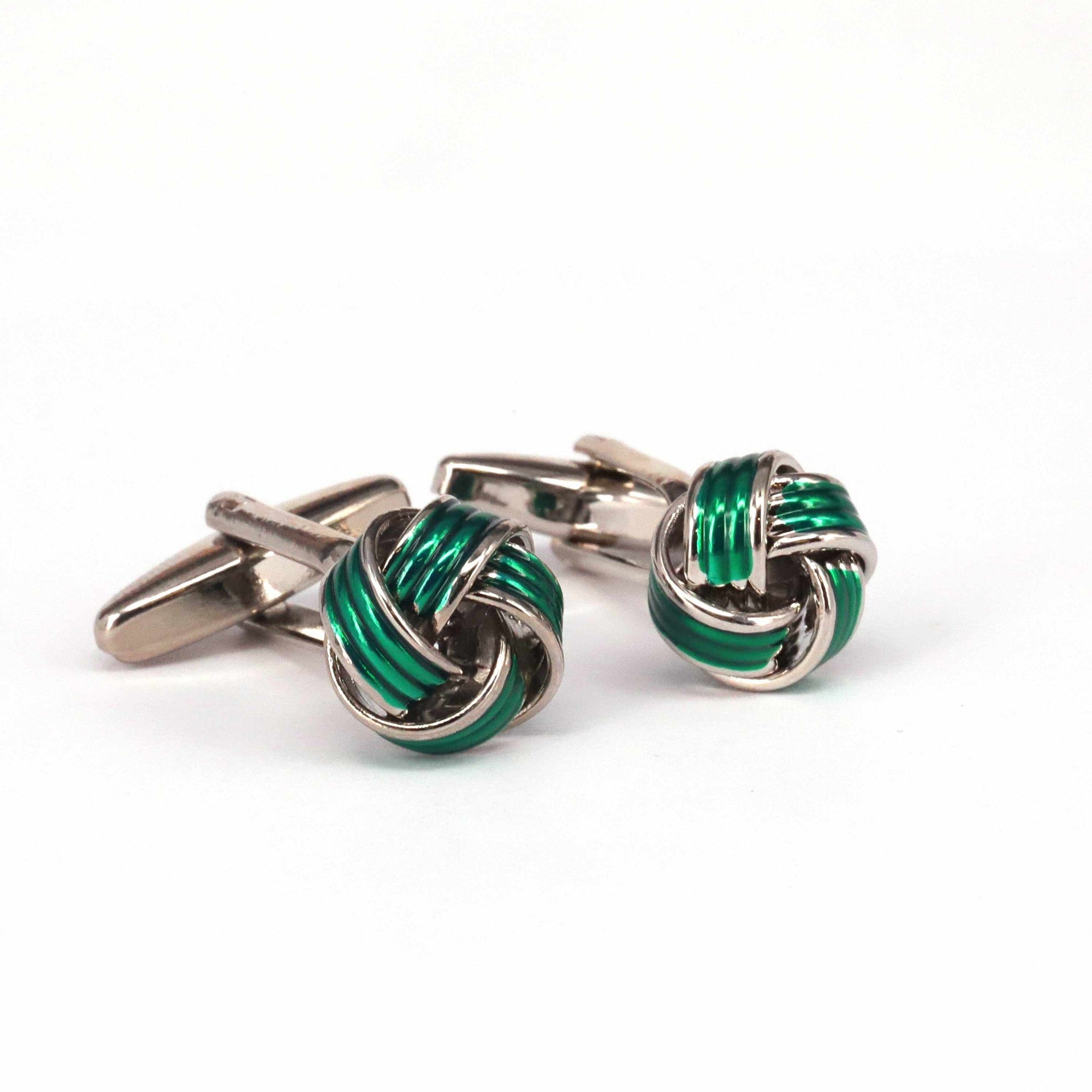 Neon Green enamel Knot Cufflinks J-MarZthomson-Cufflinks.com.sg
