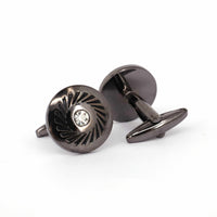 One Crystal Details in Gunmetal-Crystal Cufflinks-MarZthomson-Cufflinks.com.sg