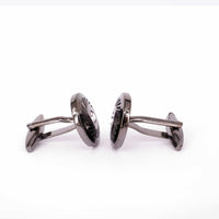 One Crystal Details in Gunmetal-Crystal Cufflinks-MarZthomson-Cufflinks.com.sg