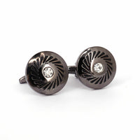 One Crystal Details in Gunmetal-Crystal Cufflinks-MarZthomson-Cufflinks.com.sg