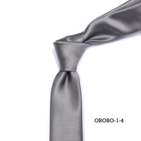 Orobianco L'unique Skinny Tie in Silver 5cm-Skinny Ties-Orobianco L'unique-Silver-Cufflinks.com.sg