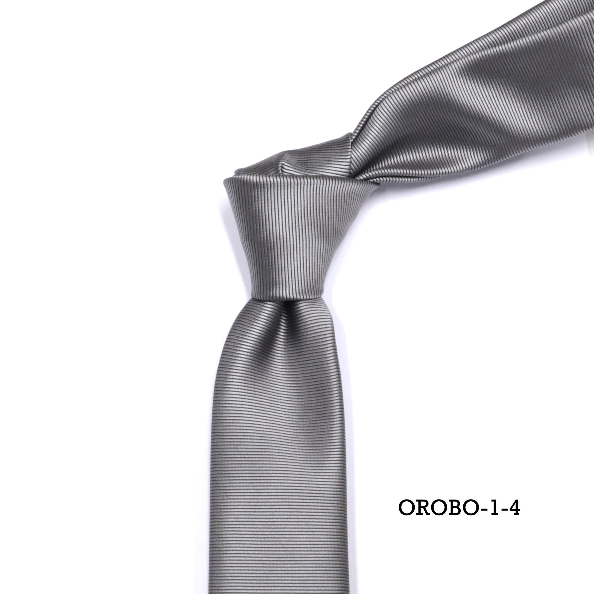 Orobianco L'unique Skinny Tie in Silver 5cm-Skinny Ties-Orobianco L'unique-Silver-Cufflinks.com.sg