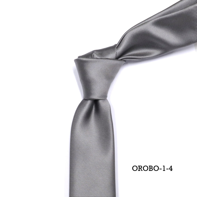 Orobianco L'unique Skinny Tie in Silver 5cm-Skinny Ties-Orobianco L'unique-Silver-Cufflinks.com.sg