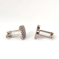 Oval Check Stainless Cufflinks-Cufflinks.com.sg