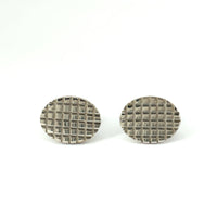 Oval Check Stainless Cufflinks-Cufflinks.com.sg