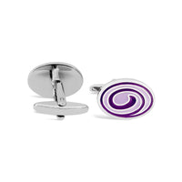 Oval Swirl Purple Enamel Cufflinks A3-Cufflinks.com.sg