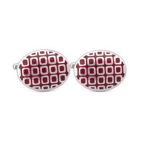 Oval with Rectangle Grid Pattern Cufflinks J-MarZthomson-Cufflinks.com.sg
