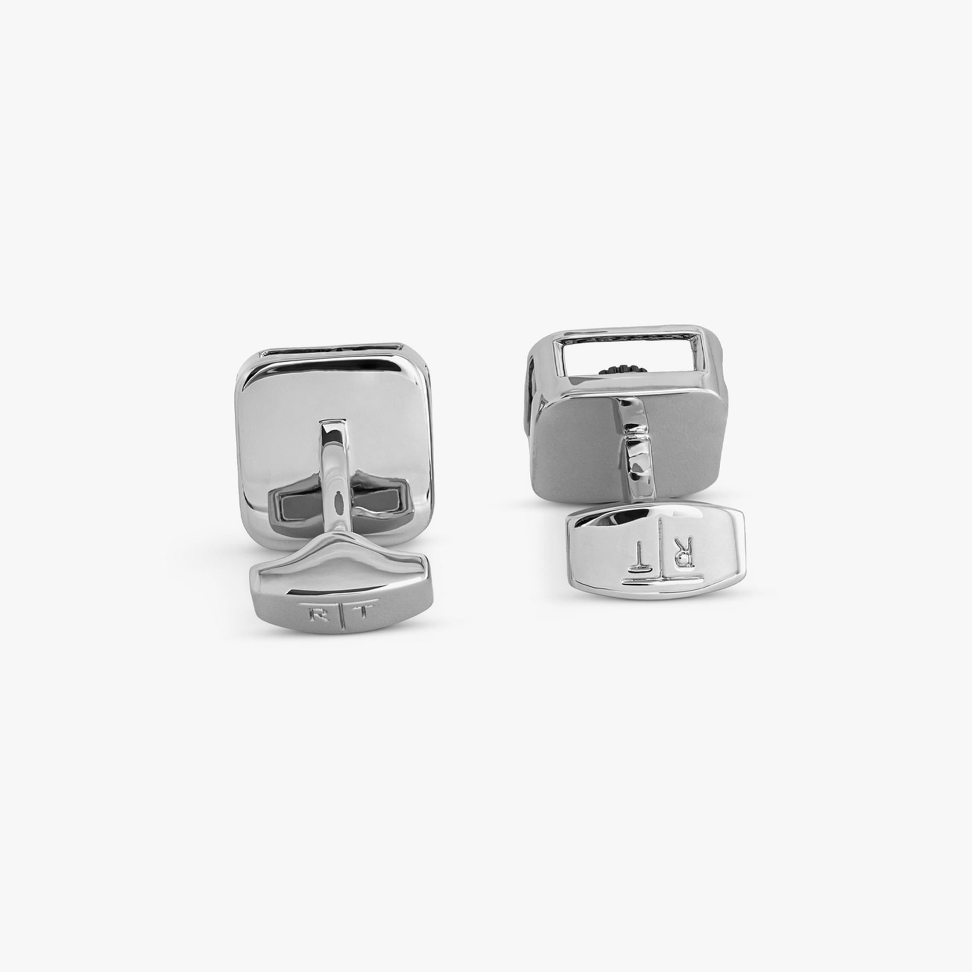 Pagoda Gear Cufflinks with Rhodium Finish-Cufflinks-Tateossian-Cufflinks.com.sg