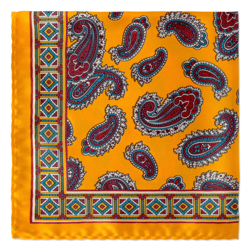 Paisley Pocket Square-Pocket Squares-MarZthomson-Yellow-Cufflinks.com.sg