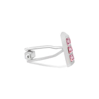 Pink Crystal with Slope Silver Cufflink-Cufflinks.com.sg