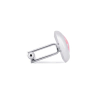Pink Mother of Pearl Circular Grid Cufflinks-Cufflinks.com.sg