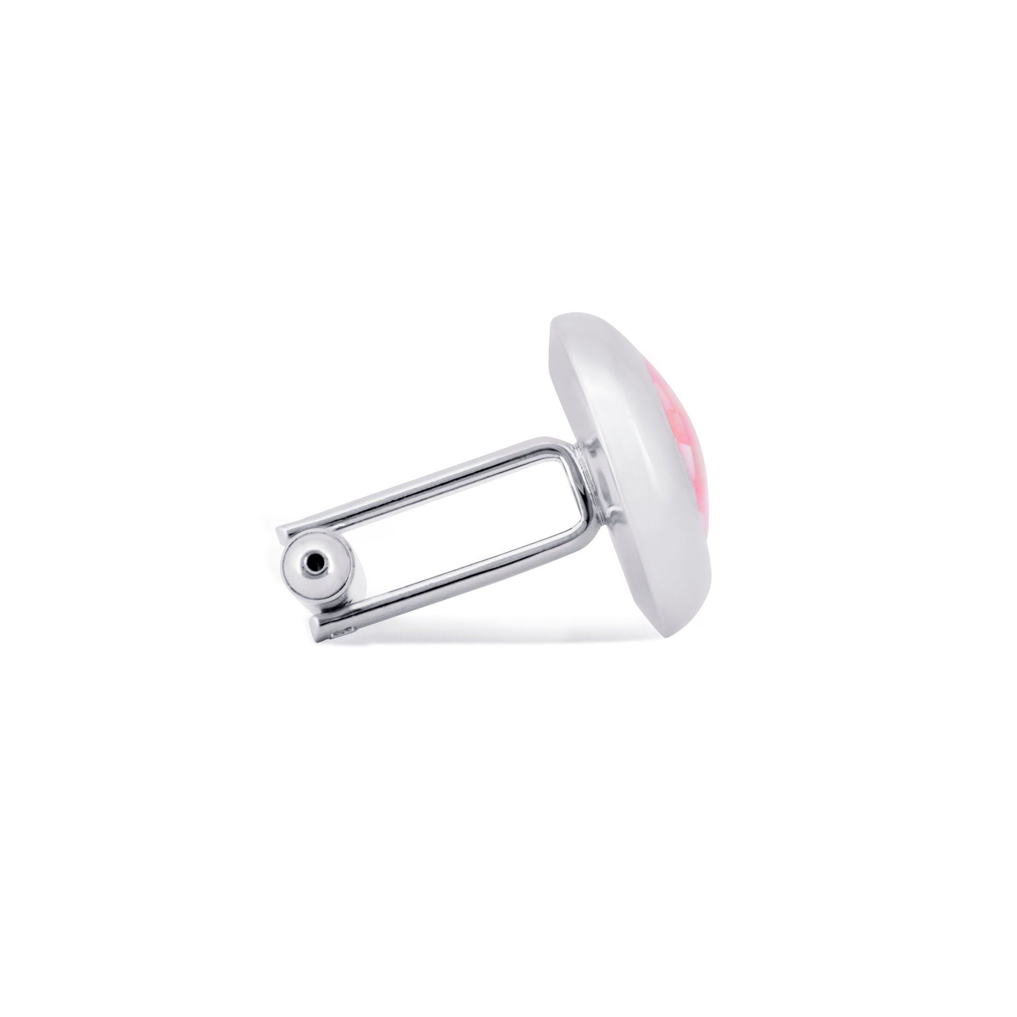 Pink Mother of Pearl Circular Grid Cufflinks-Cufflinks.com.sg