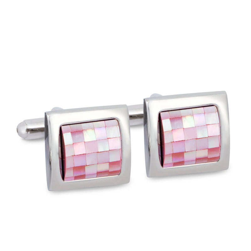 Pink Mother of Pearl Tiles Cufflinks-Cufflinks.com.sg