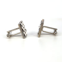 Pink and Grey Check Crystals Cufflinks F-Cufflinks.com.sg
