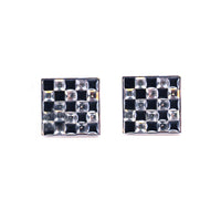 Pink and Grey Check Crystals Cufflinks F-Cufflinks.com.sg