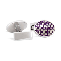Purple Oval with Rectangle Grid Pattern Cufflinks F-Cufflinks.com.sg