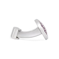 Purple Oval with Rectangle Grid Pattern Cufflinks F-Cufflinks.com.sg