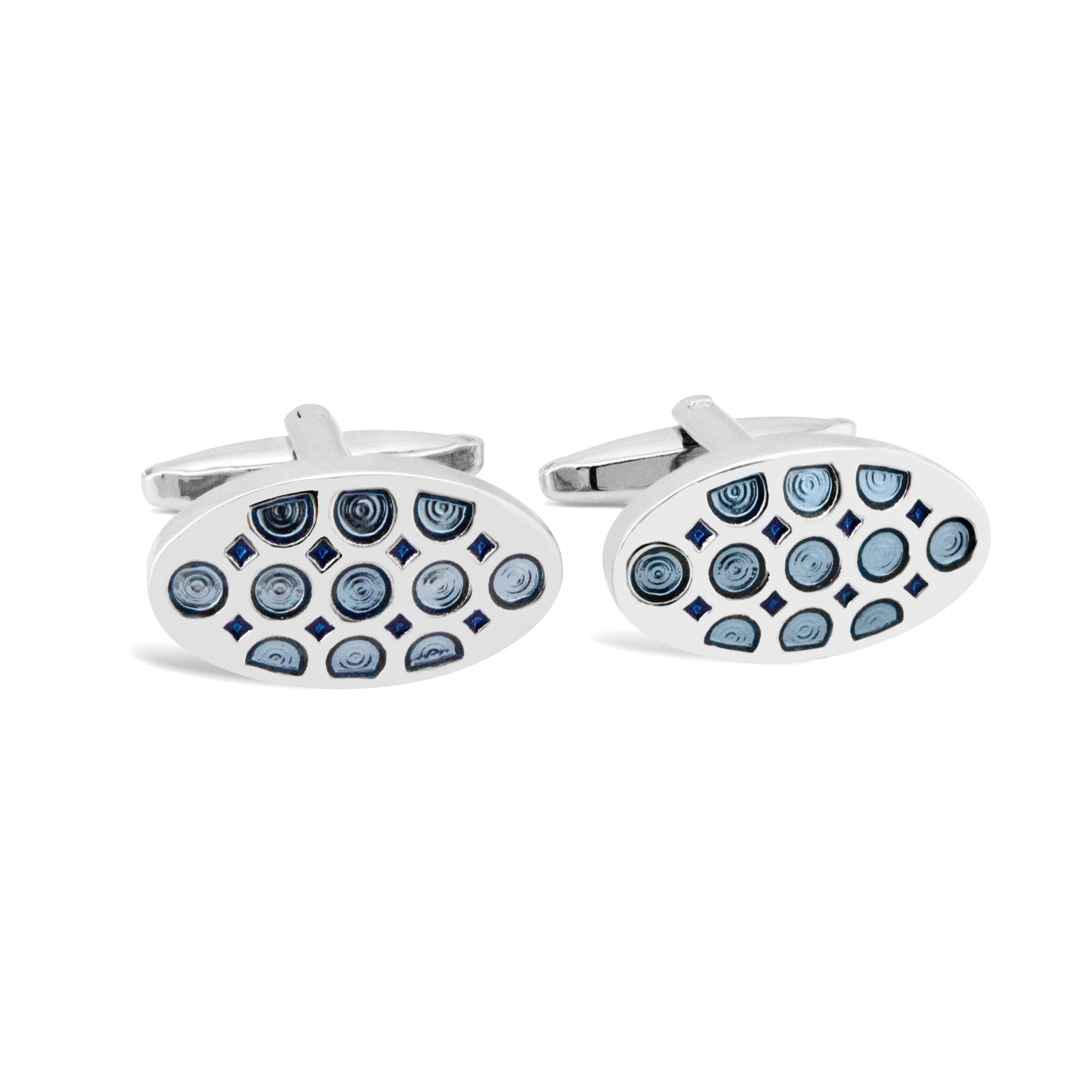 Purple Oval with Rectangle Grid Pattern Cufflinks F-Cufflinks.com.sg