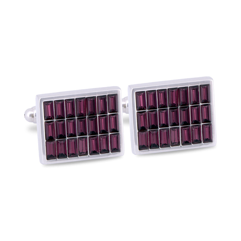 Purple Rectangle Crystal Cufflinks-Cufflinks.com.sg