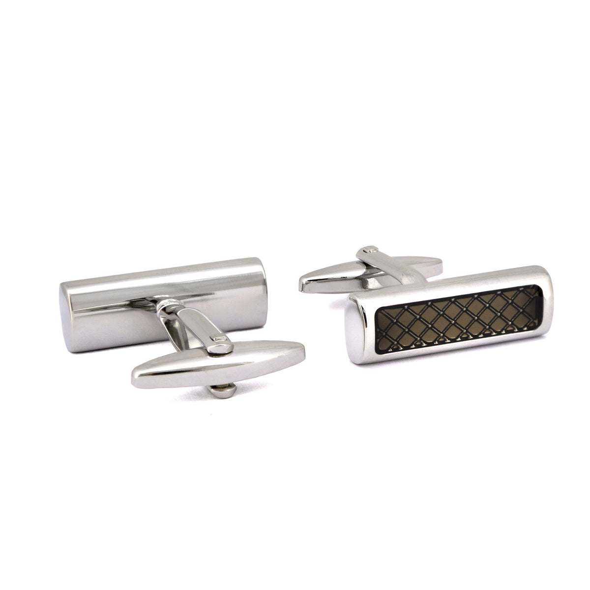 Rectangle Black Enamel Check Details Cufflinks M-Cufflinks.com.sg