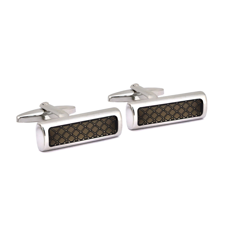 Rectangle Black Enamel Check Details Cufflinks M-Cufflinks.com.sg