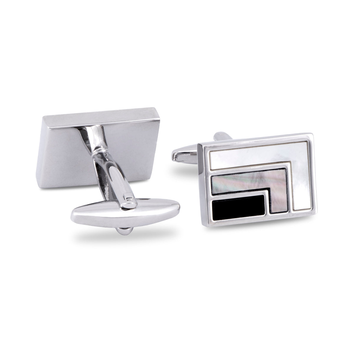 Rectangle Cufflinks with Mother of Pearl Details-Cufflinks.com.sg
