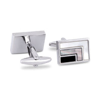 Rectangle Cufflinks with Mother of Pearl Details-Cufflinks.com.sg