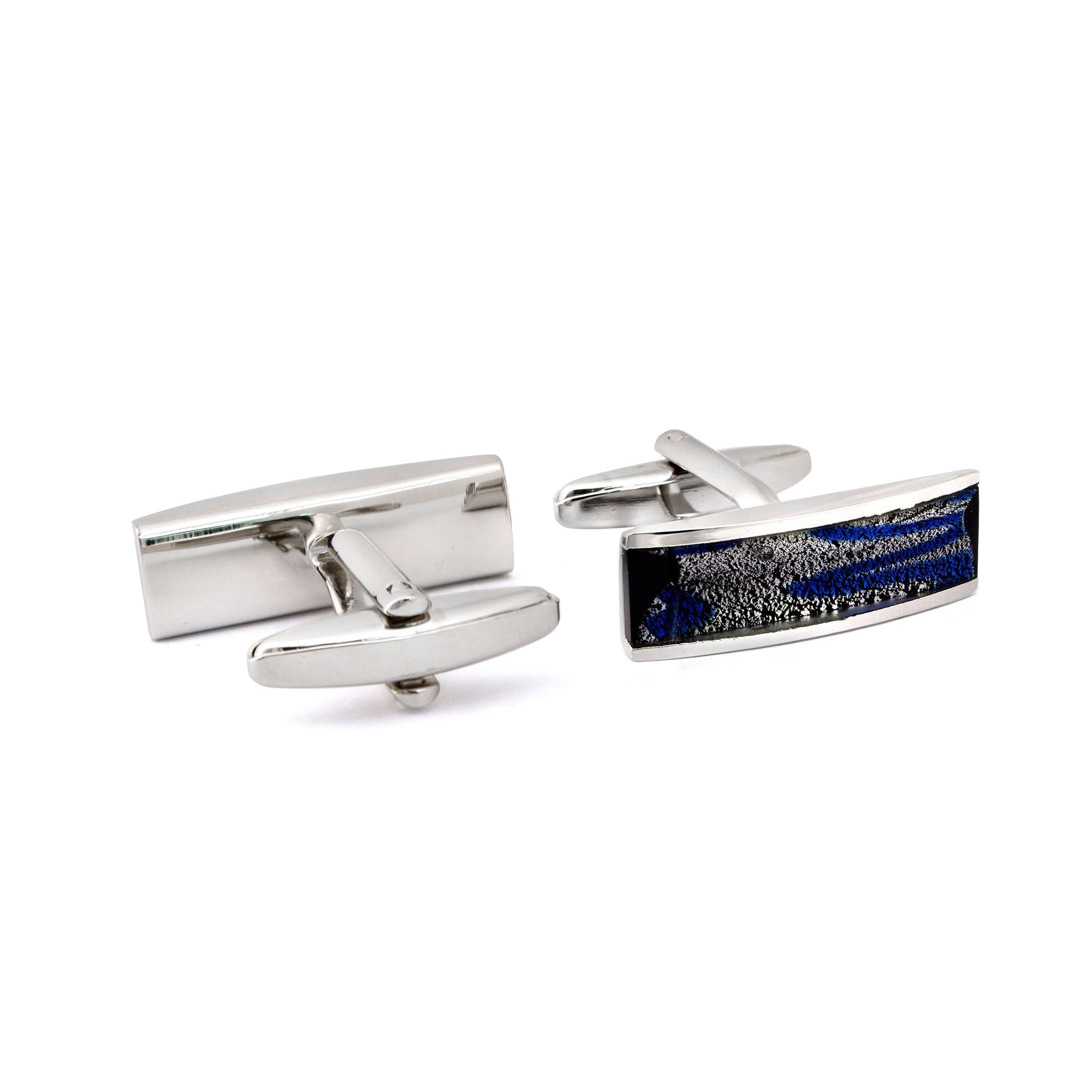 Rectangle Dichroic Fused Glass Cufflinks-Cufflinks.com.sg