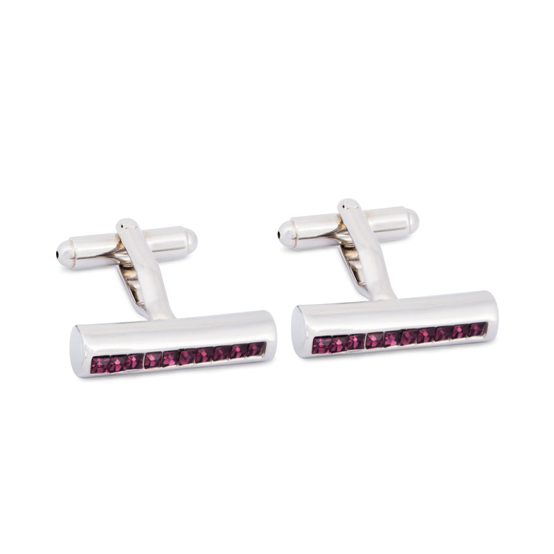 Rectangle Purple Crystal Cufflinks-Cufflinks.com.sg