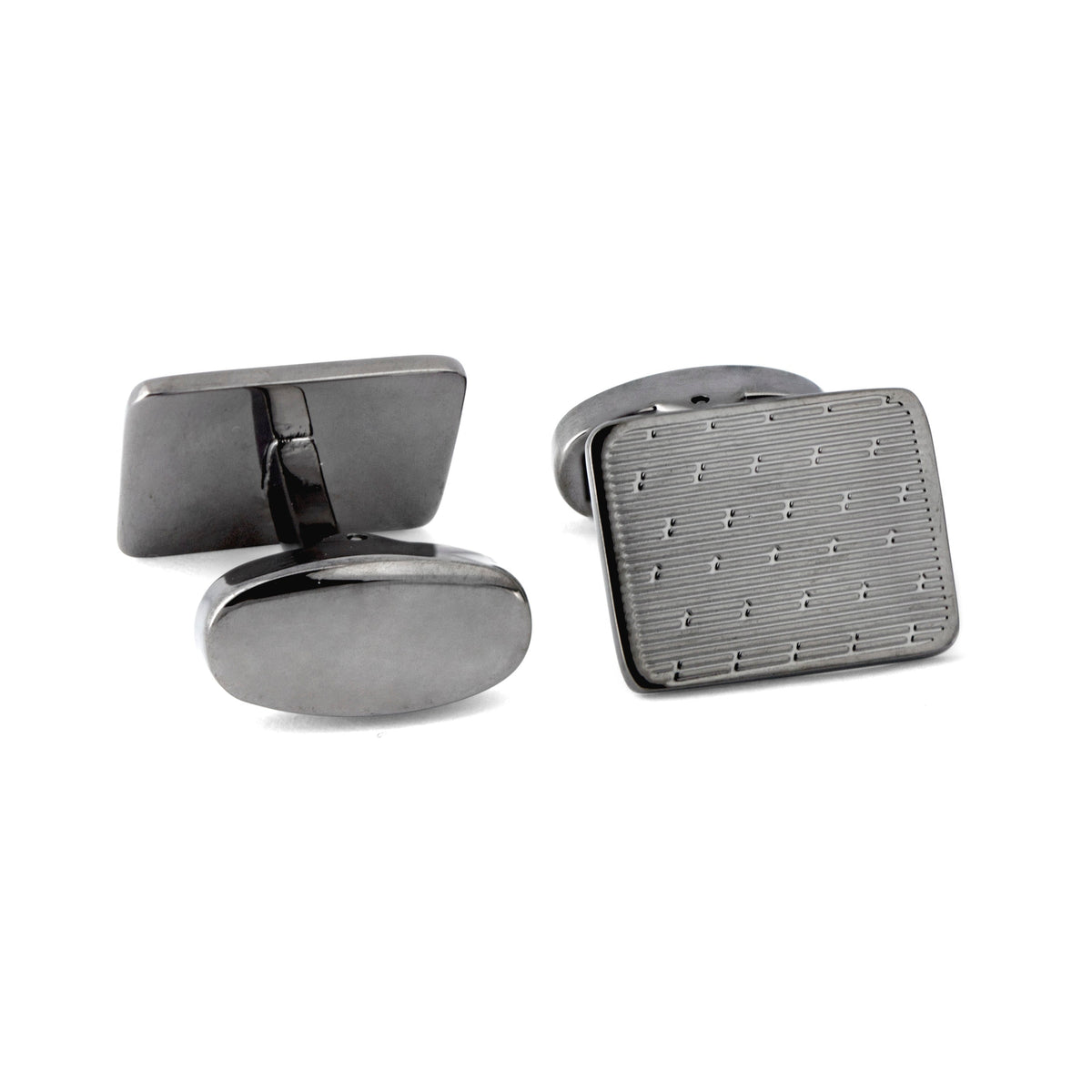 Rectangle Slim Cufflinks with Pin-stripe and Small Details M-Cufflinks.com.sg