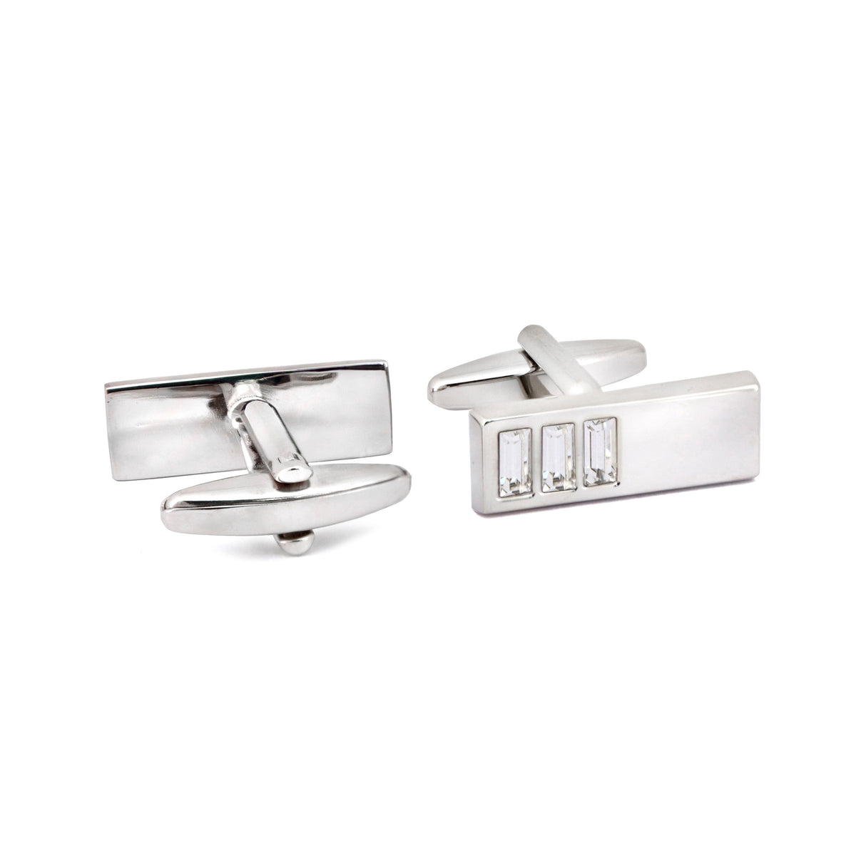 Rectangle Triple Clear Cubic Crystal CufflinksA11-Cufflinks.com.sg