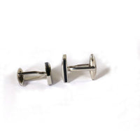 Rectangle shape Silver Solid col cufflinks-Cufflinks.com.sg