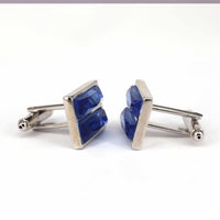 Rectangular Blue Fiber Glass Cufflinks-Cufflinks.com.sg