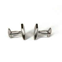 Rectangular Silver Brush finishing with crystal Cufflink M-Cufflinks-MarZthomson-Cufflinks.com.sg