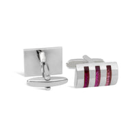 Red Dichroic Fused Glass Triple Stripe Cufflink-Cufflinks.com.sg