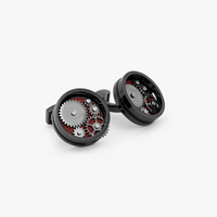 Red Enamel IP Plated Mechanical Carousel Gear Nuovo Cufflinks-Cufflinks-Tateossian-Cufflinks.com.sg