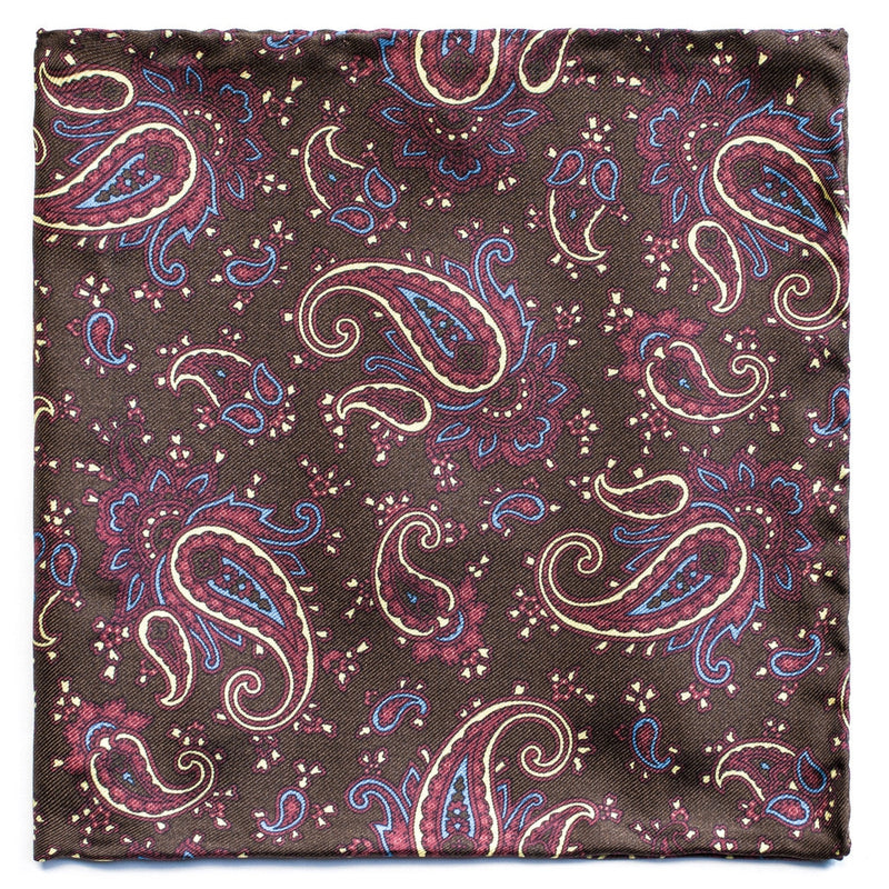 Red Paisley Brown Pocket Square-Pocket Squares-Andrew's Ties-Cufflinks.com.sg