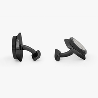 Rollo Gold Leaf cufflinks in Black IP steel-Cufflinks.com.sg