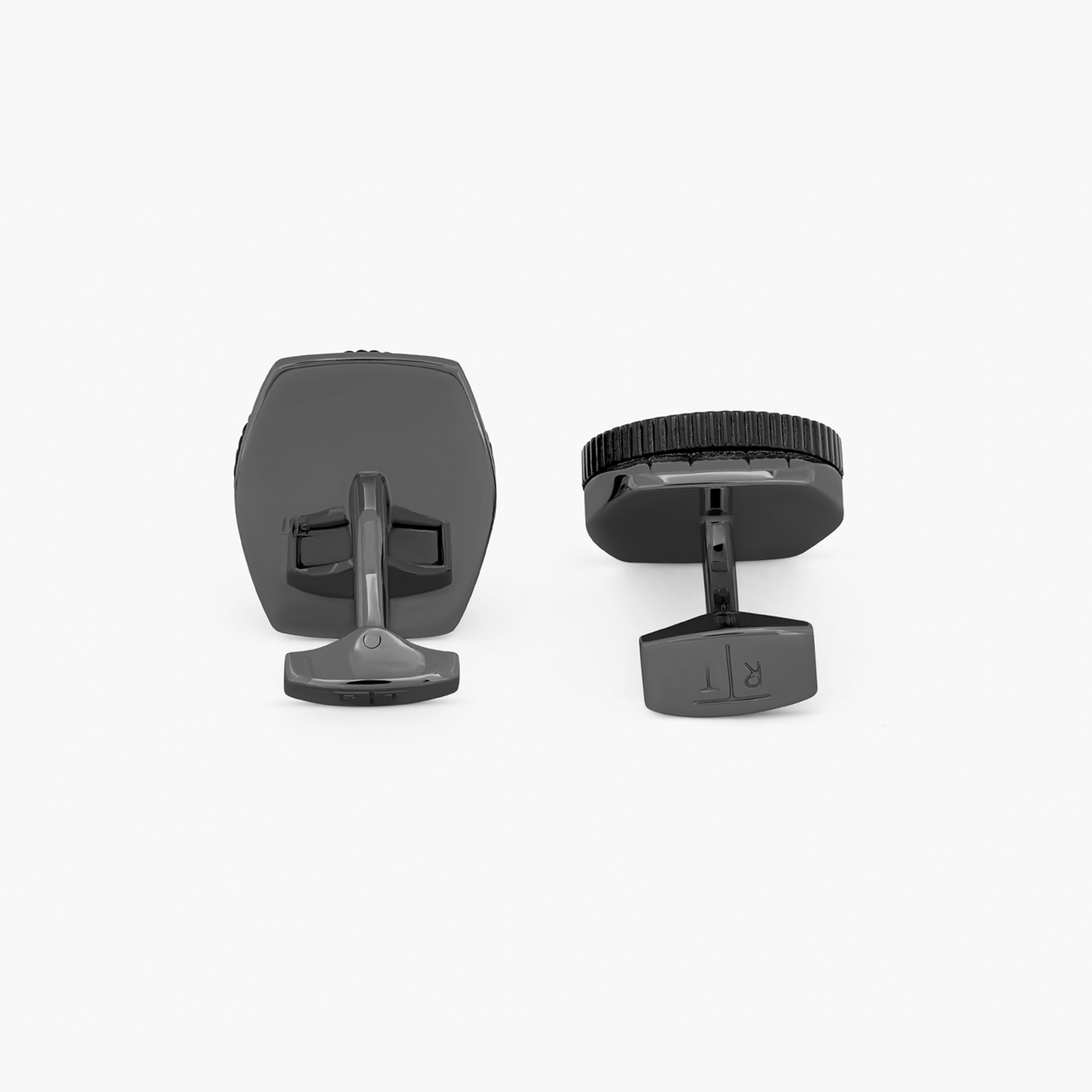Rollo Gold Leaf cufflinks in Black IP steel-Cufflinks.com.sg