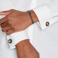Rollo Gold Leaf cufflinks in Black IP steel-Cufflinks.com.sg
