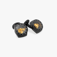 Rollo Gold Leaf cufflinks in Black IP steel-Cufflinks.com.sg