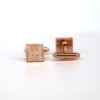 Rose Gold Textured Square Cufflinks-Cufflinks.com.sg