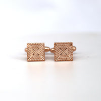 Rose Gold Textured Square Cufflinks-Cufflinks.com.sg
