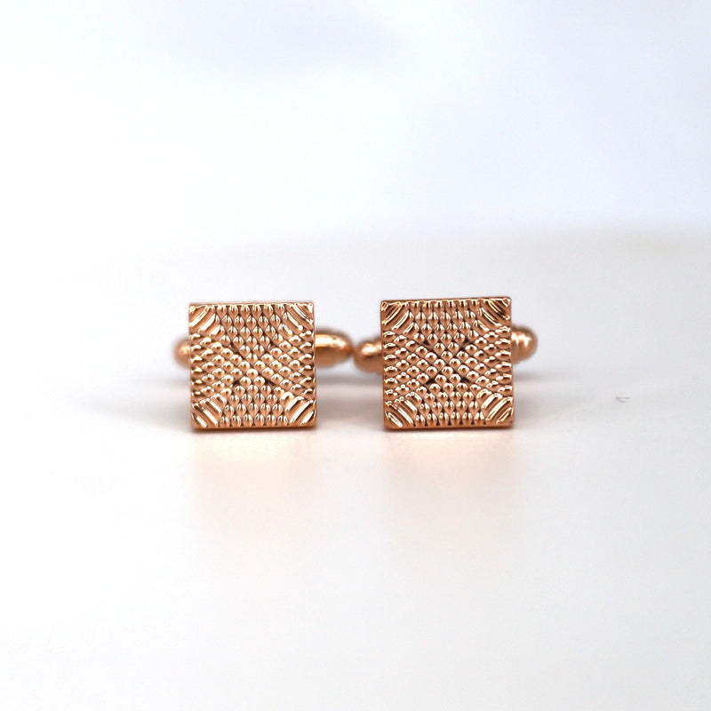 Rose Gold Textured Square Cufflinks-Cufflinks.com.sg