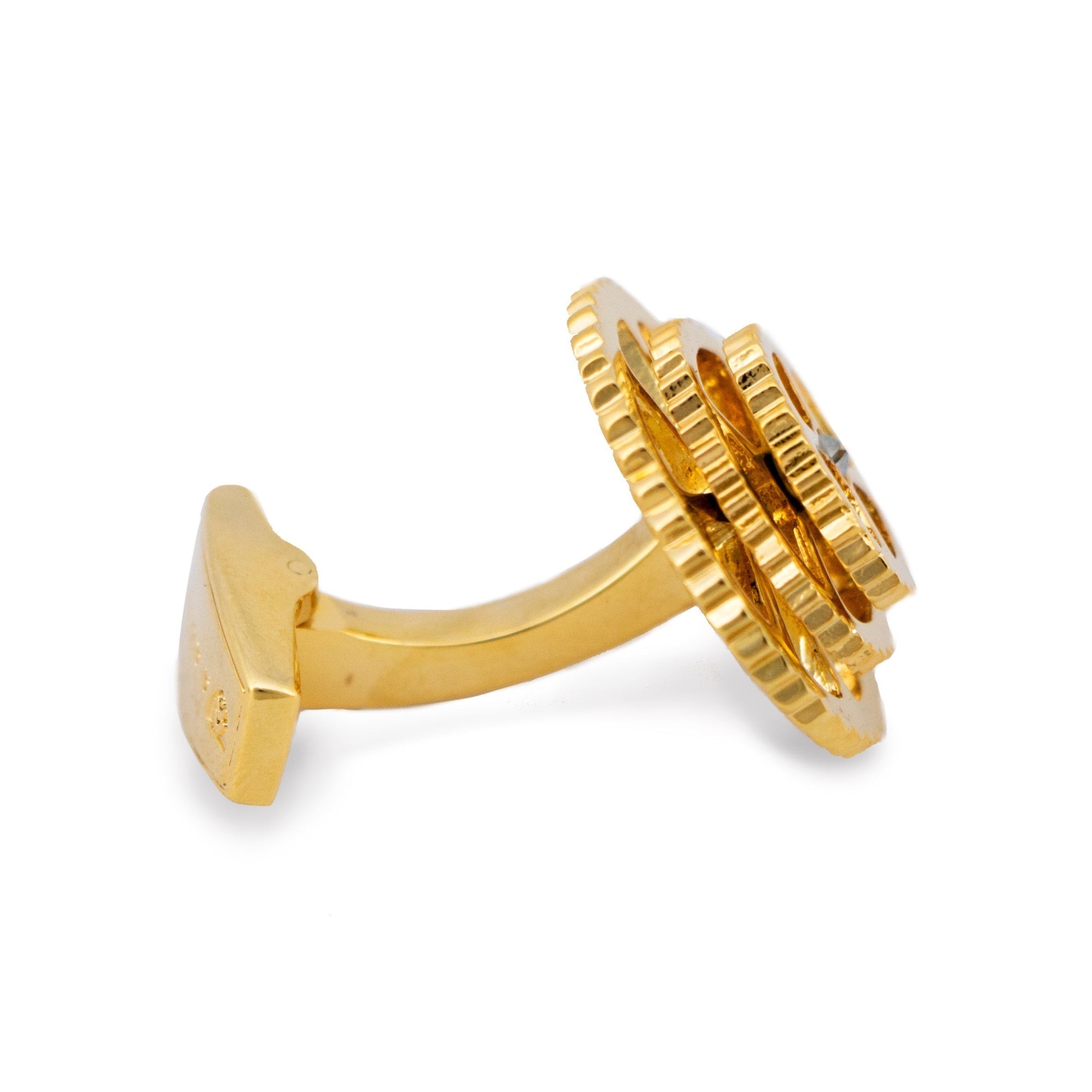 Rotatable Gold Bike Gear Cufflinks-Cufflinks.com.sg