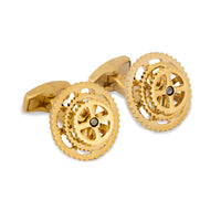 Rotatable Gold Bike Gear Cufflinks-Cufflinks.com.sg