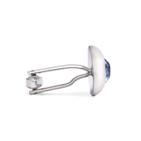 Round Bejeweled Crystal Cufflinks in Blue-Crystal Cufflinks-MarZthomson-Cufflinks.com.sg